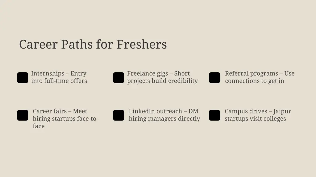 career paths for freshers