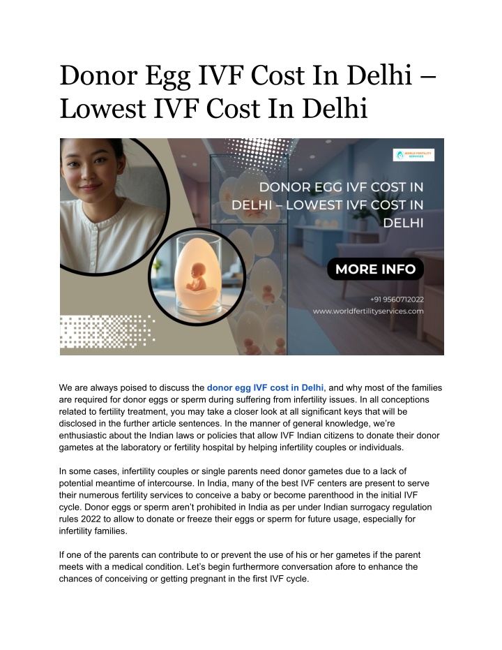 donor egg ivf cost in delhi lowest ivf cost