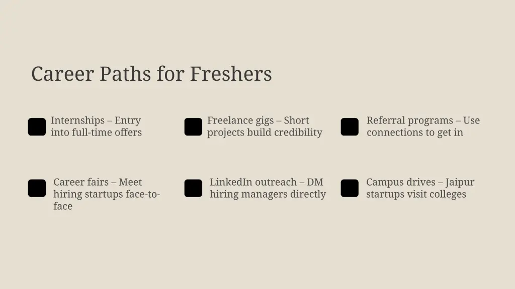 career paths for freshers