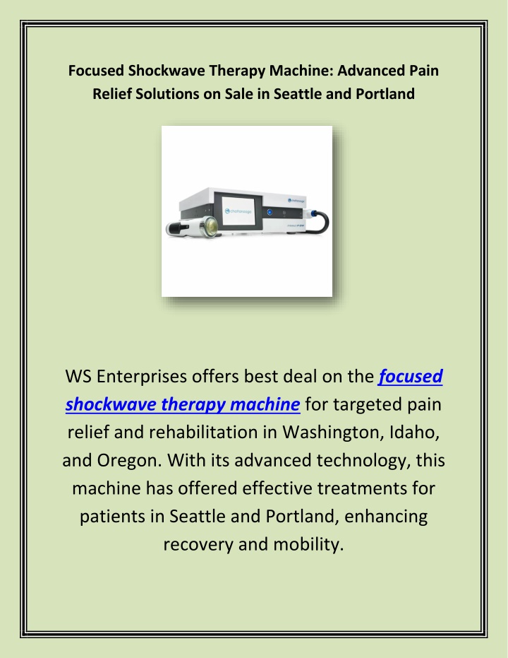 focused shockwave therapy machine advanced pain