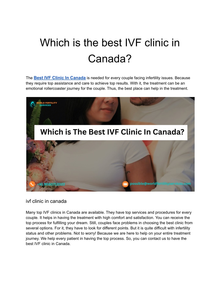 which is the best ivf clinic in canada
