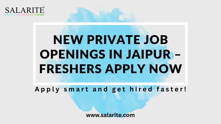 new private job openings in jaipur freshers apply