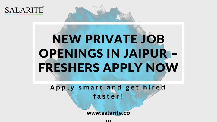 new private job openings in jaipur freshers apply