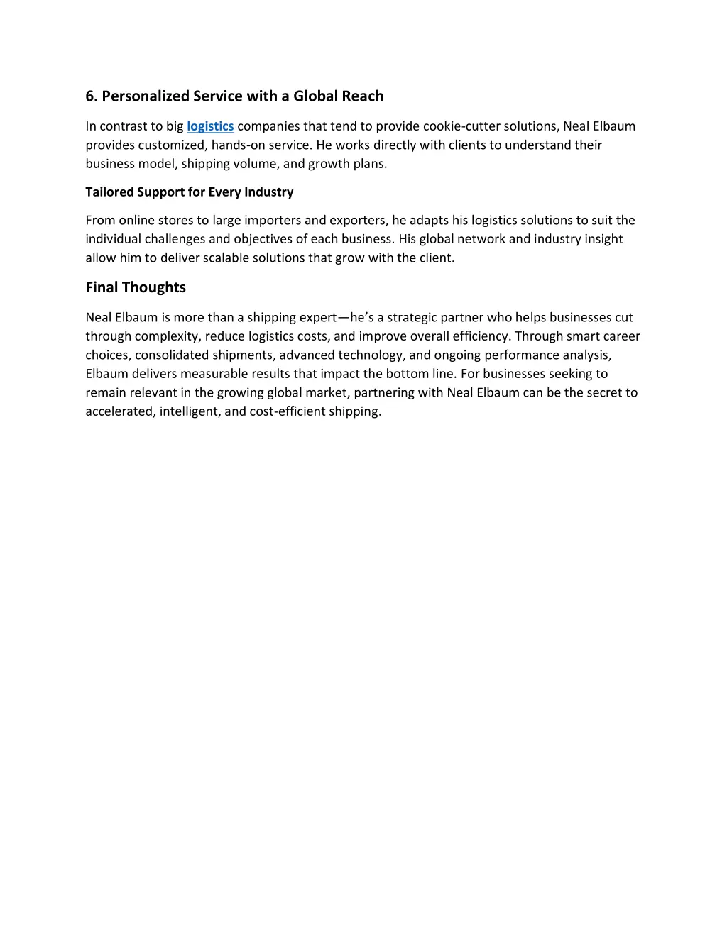 6 personalized service with a global reach