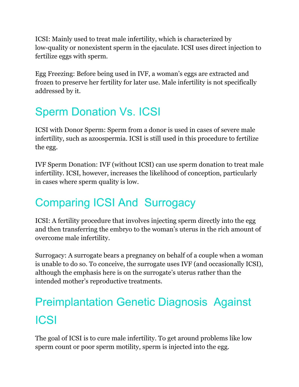 icsi mainly used to treat male infertility which