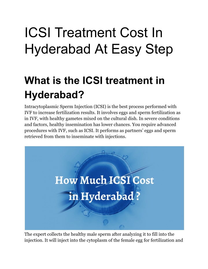 icsi treatment cost in hyderabad at easy step