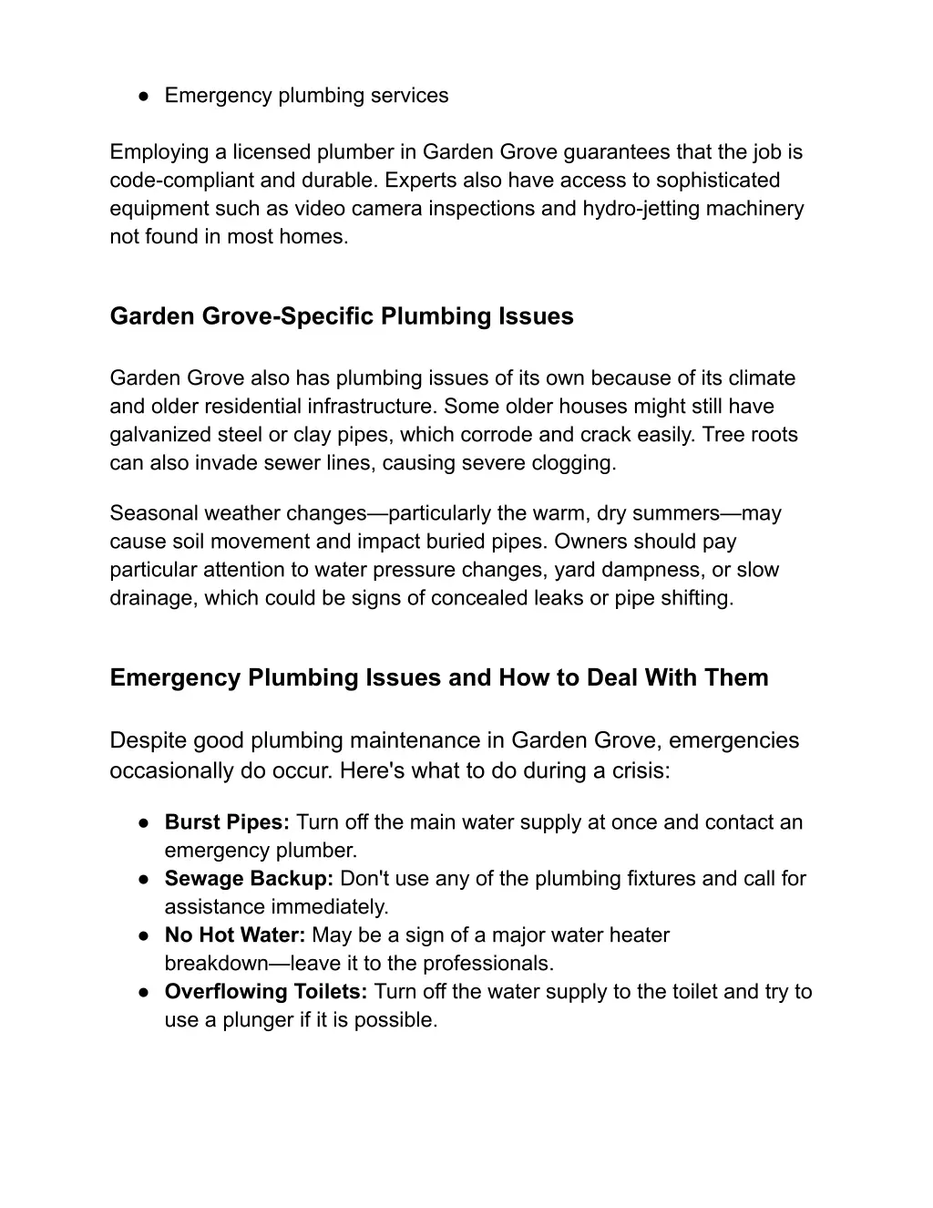 emergency plumbing services