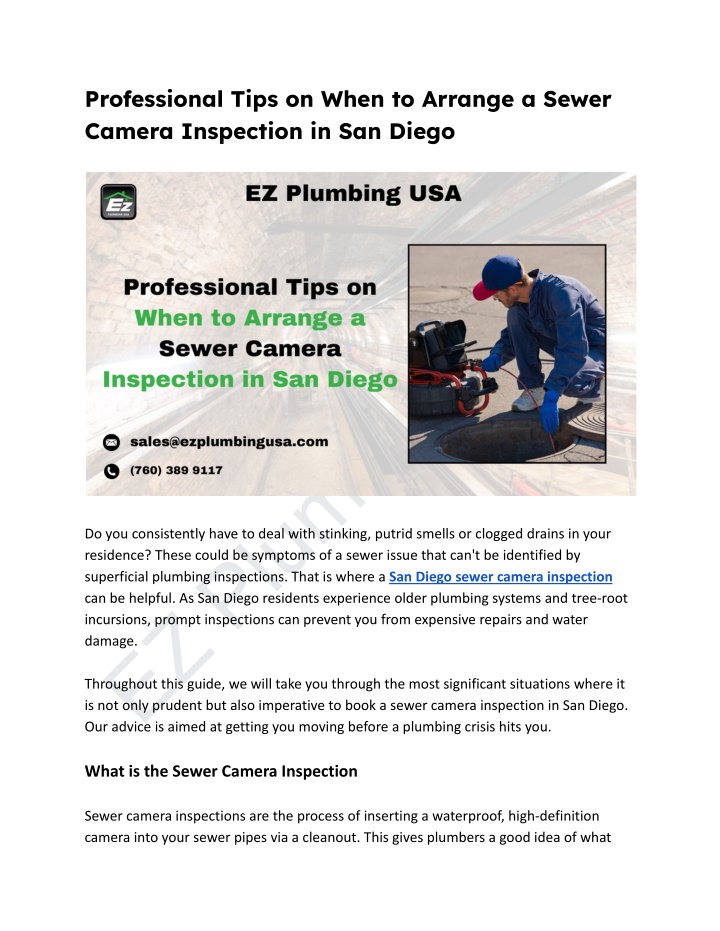 professional tips on when to arrange a sewer