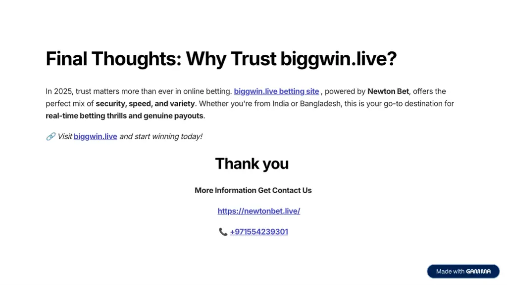 final thoughts why trust biggwin live