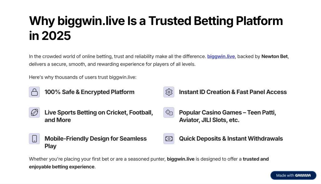 why biggwin live is a trusted betting platform