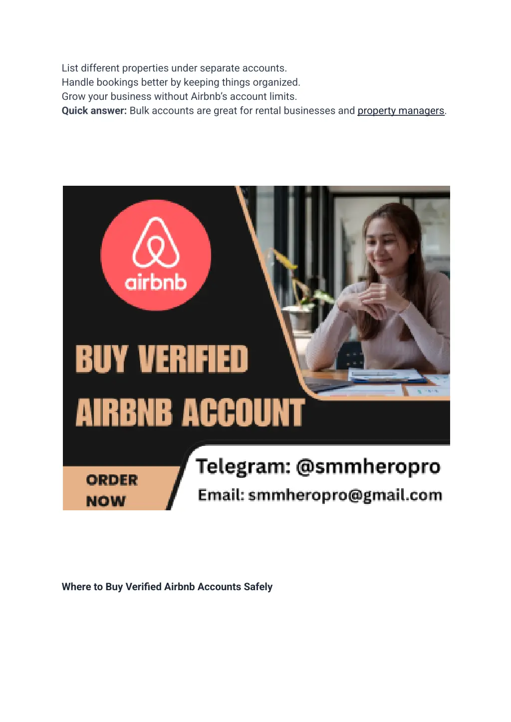 list different properties under separate accounts