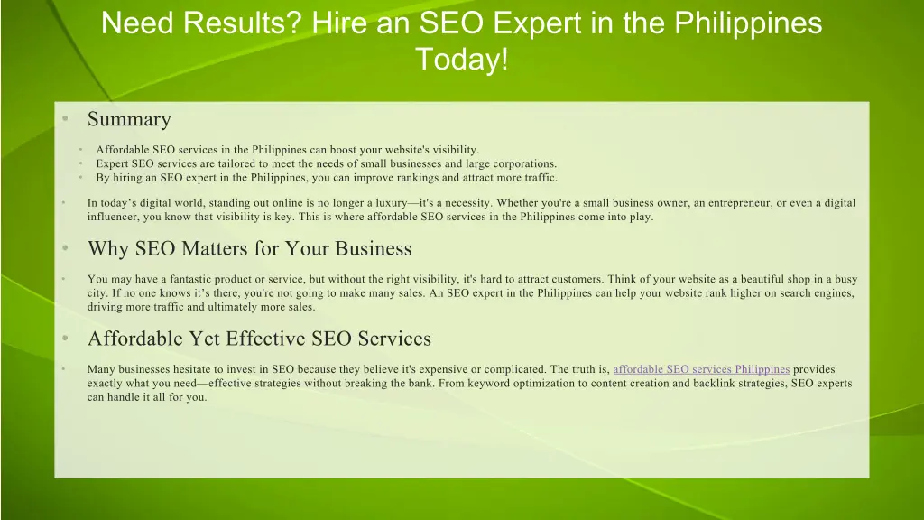 need results hire an seo expert