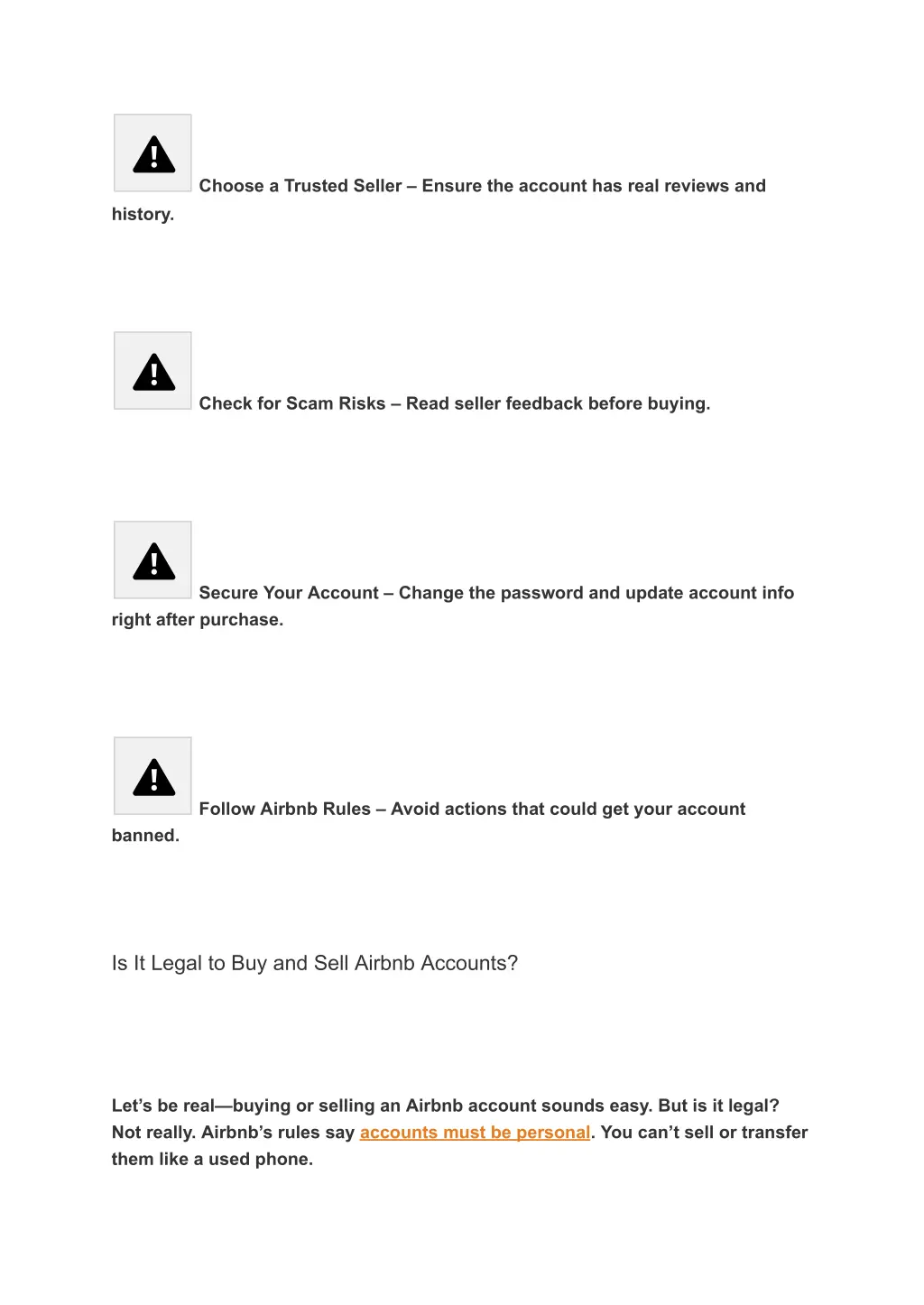 choose a trusted seller ensure the account