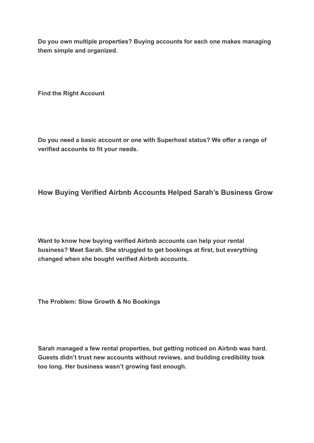 do you own multiple properties buying accounts