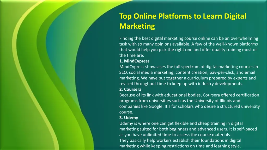 top online platforms to learn digital marketing
