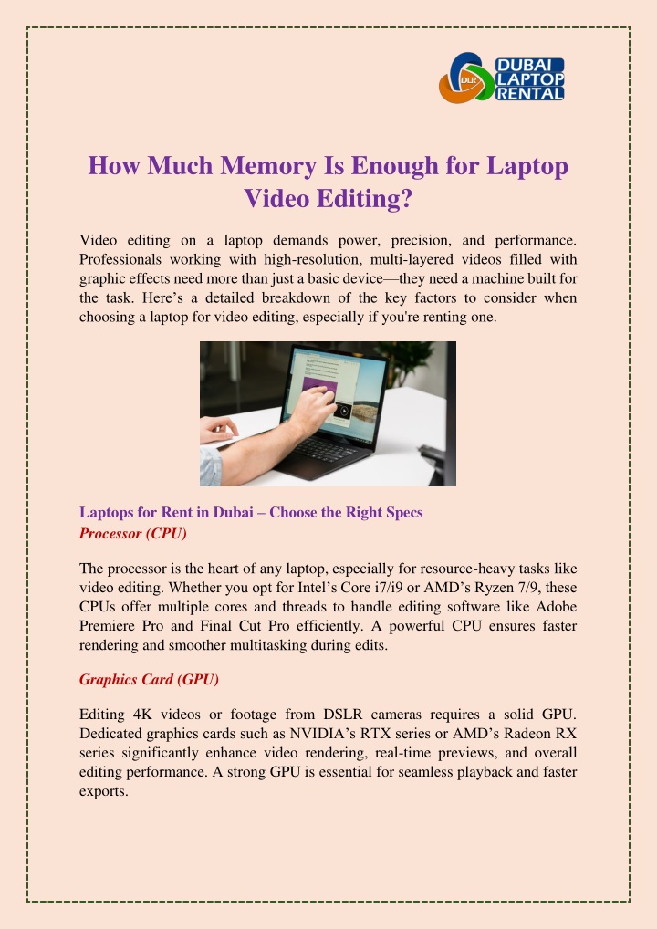 how much memory is enough for laptop video editing