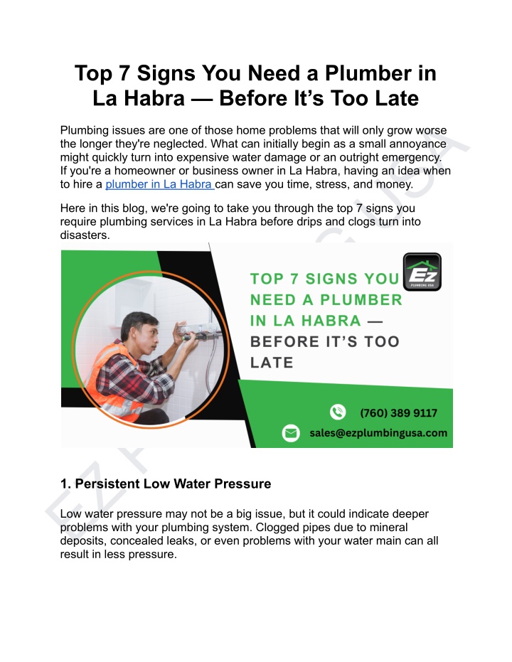 top 7 signs you need a plumber in la habra before