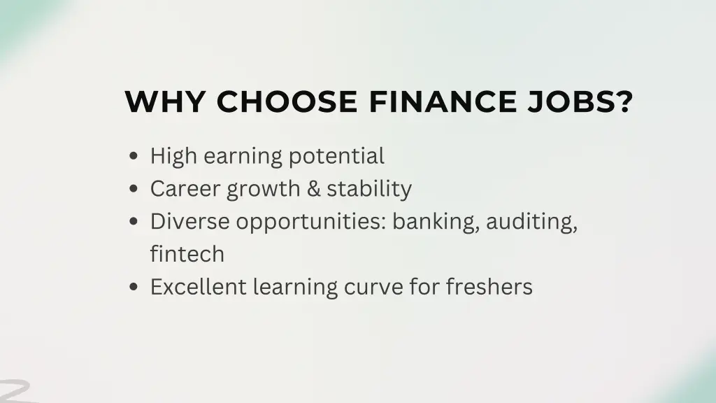 why choose finance jobs