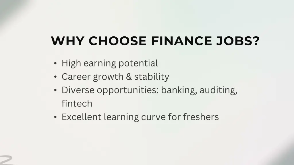why choose finance jobs