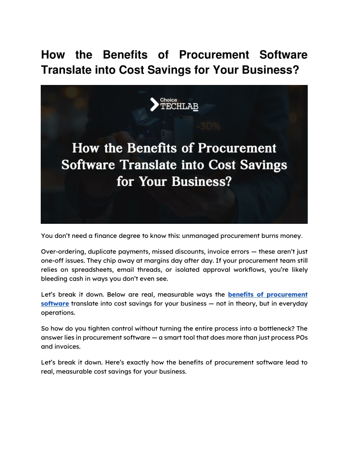 how the benefits of procurement software