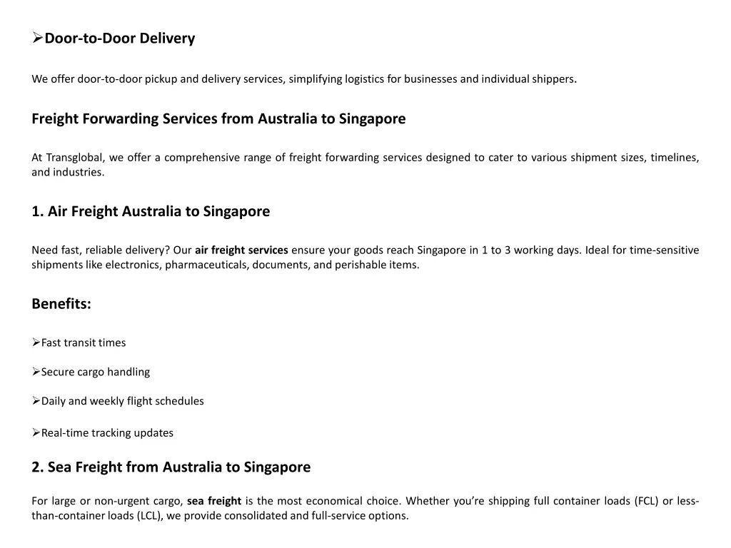 door to door delivery