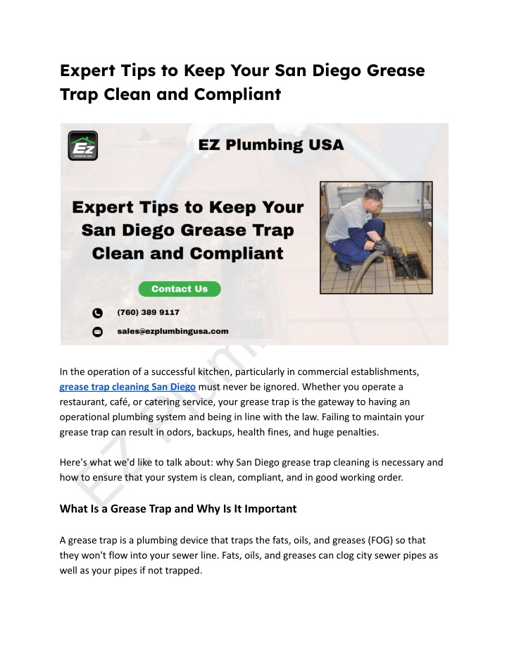 expert tips to keep your san diego grease trap