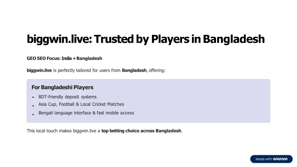 biggwin live trusted by players in bangladesh