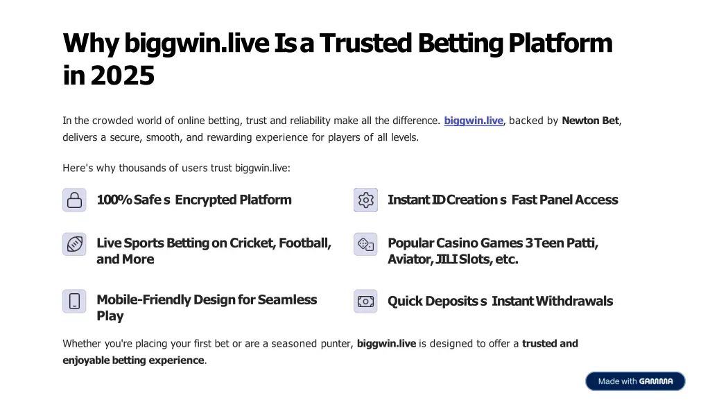 why biggwin live is a trusted betting platform