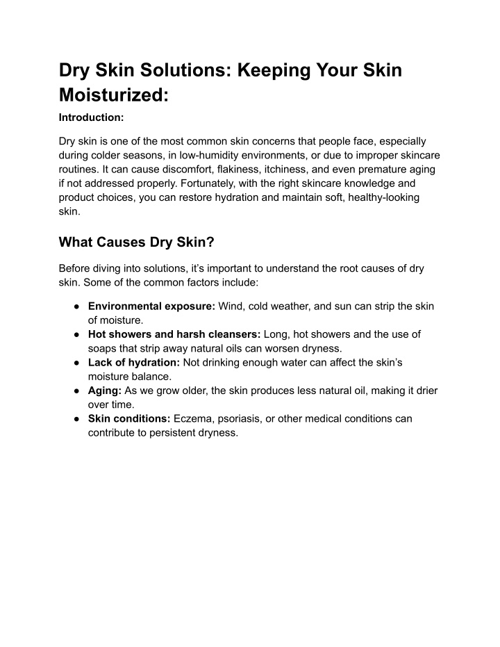 dry skin solutions keeping your skin moisturized