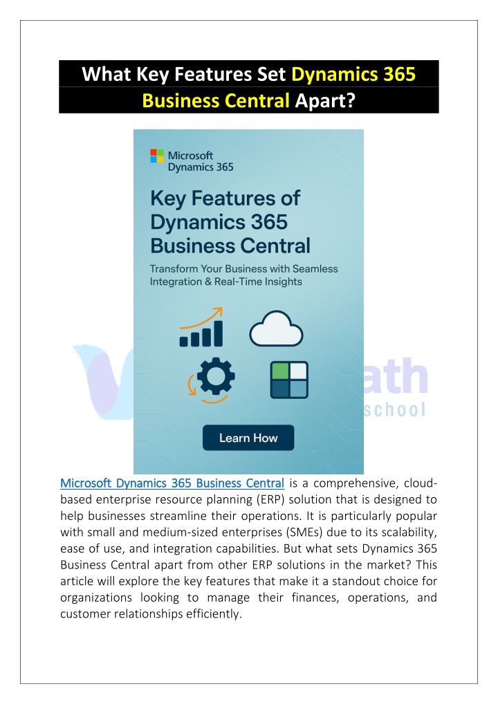 what key features set dynamics 365 business