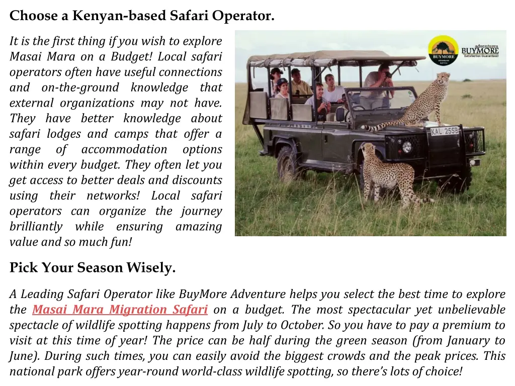 choose a kenyan based safari operator