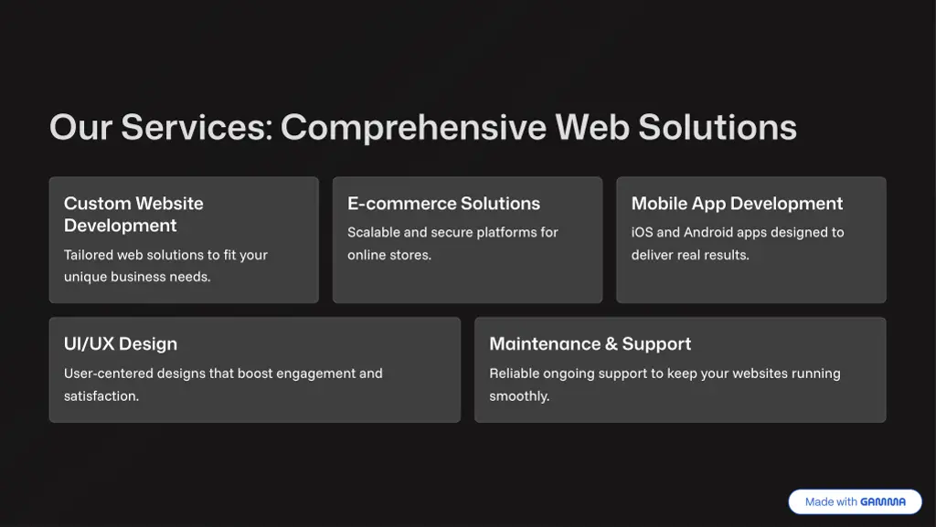 our services comprehensive web solutions