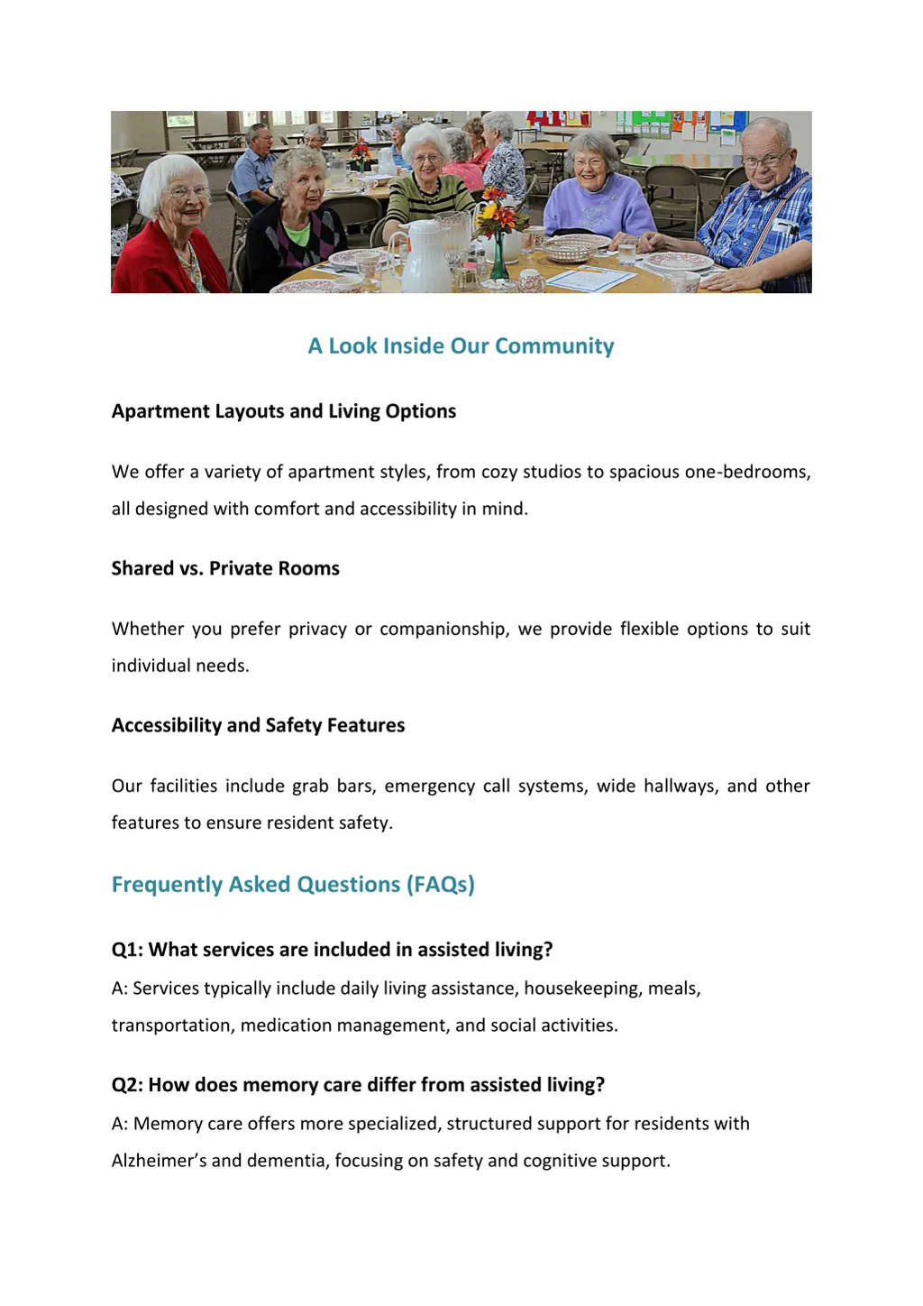 a look inside our community