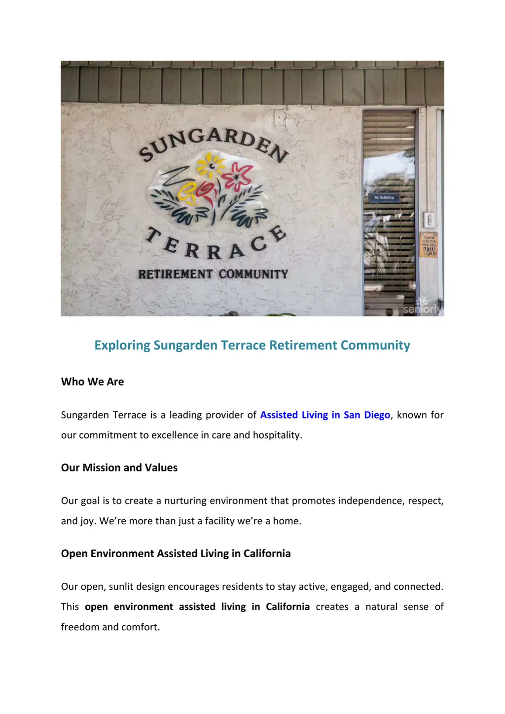 exploring sungarden terrace retirement community