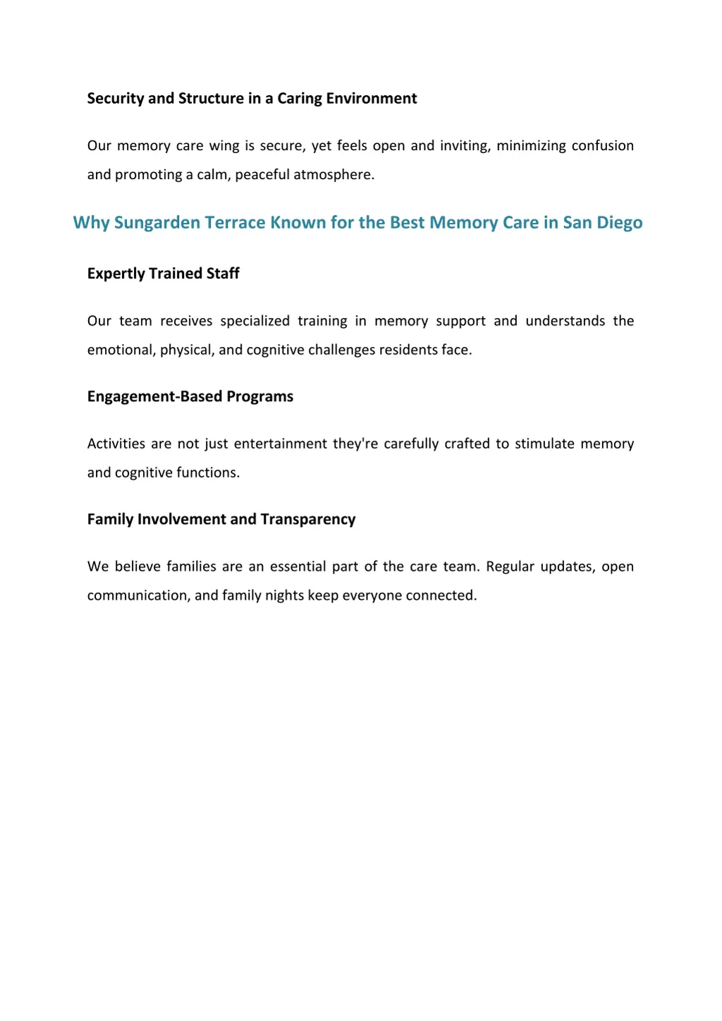 security and structure in a caring environment