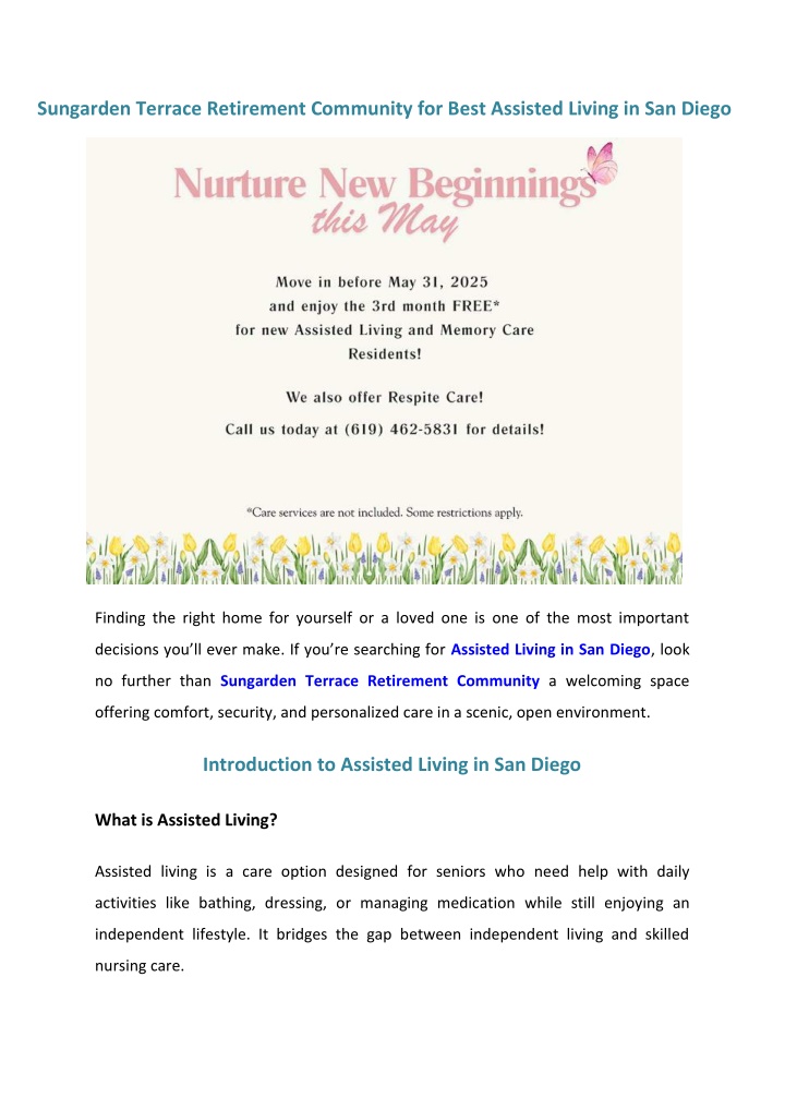 sungarden terrace retirement community for best