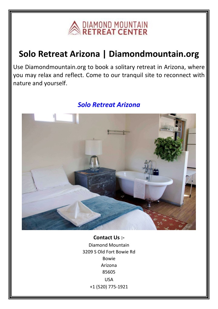 solo retreat arizona diamondmountain org