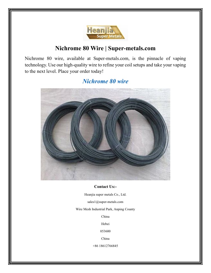 nichrome 80 wire super metals com