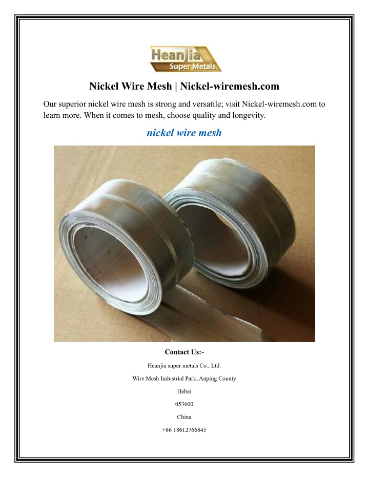 nickel wire mesh nickel wiremesh com