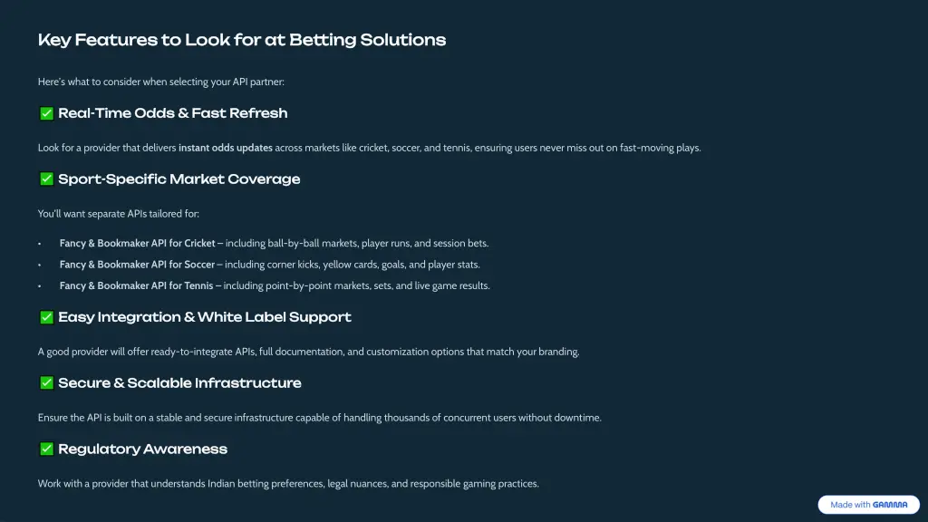 key features to look for at betting solutions