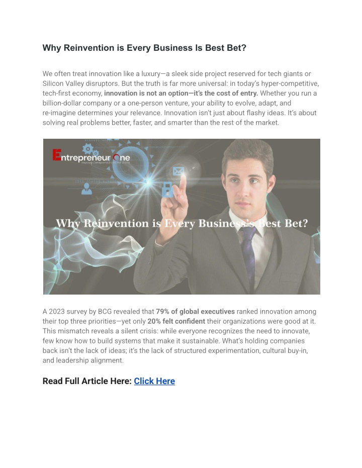 why reinvention is every business is best bet