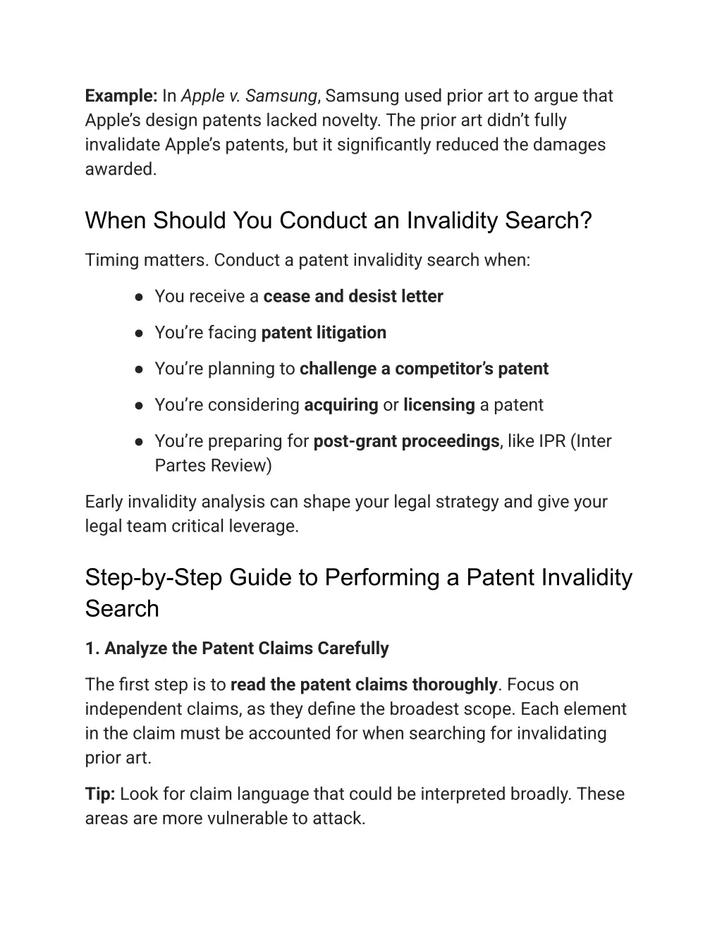 example in apple v samsung samsung used prior