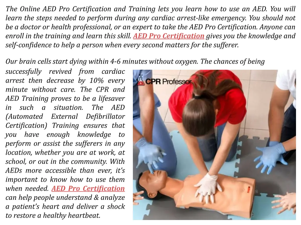 the online aed pro certification and training