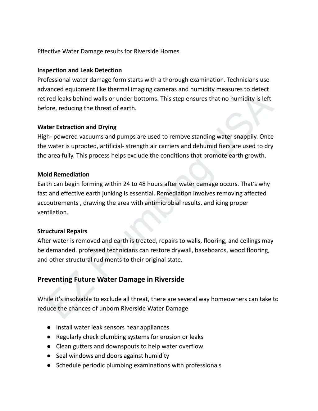 effective water damage results for riverside