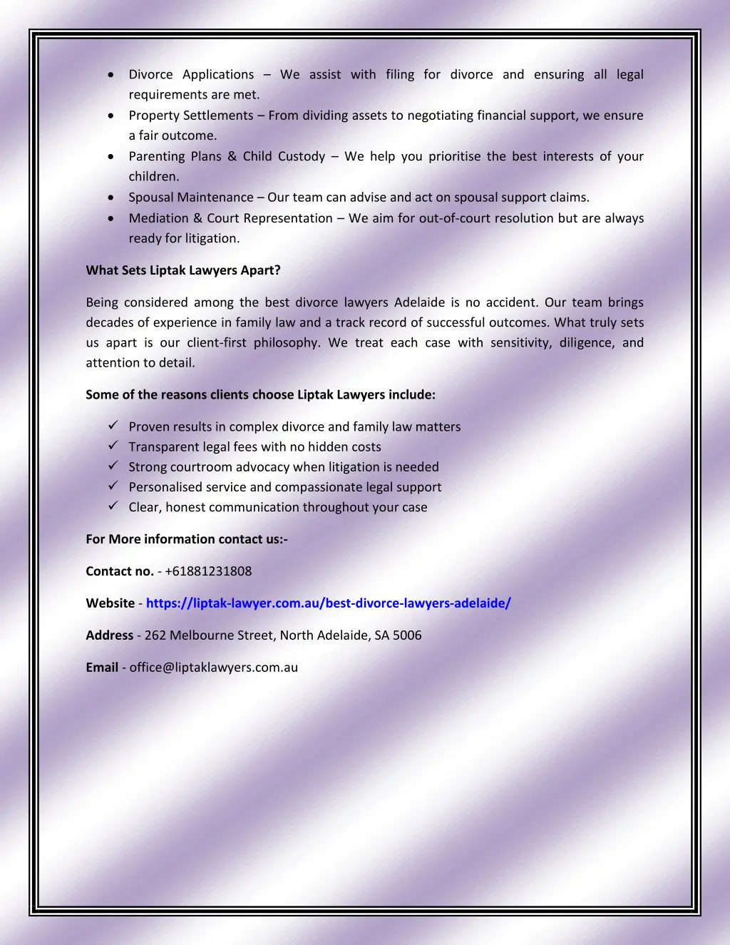 divorce applications we assist with filing