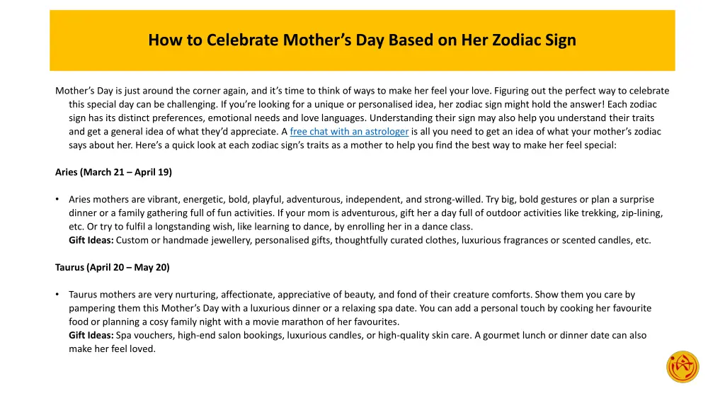how to celebrate mother s day based on her zodiac 1