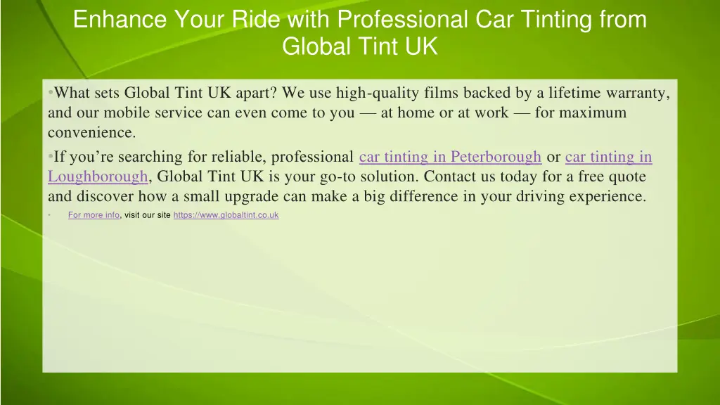 enhance your ride with professional car tinting 1