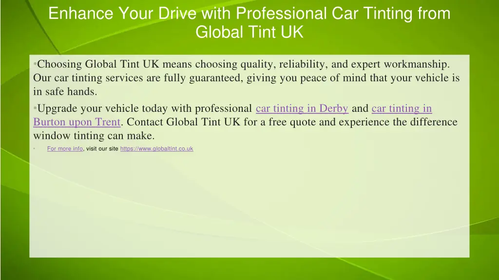 enhance your drive with professional car tinting 1