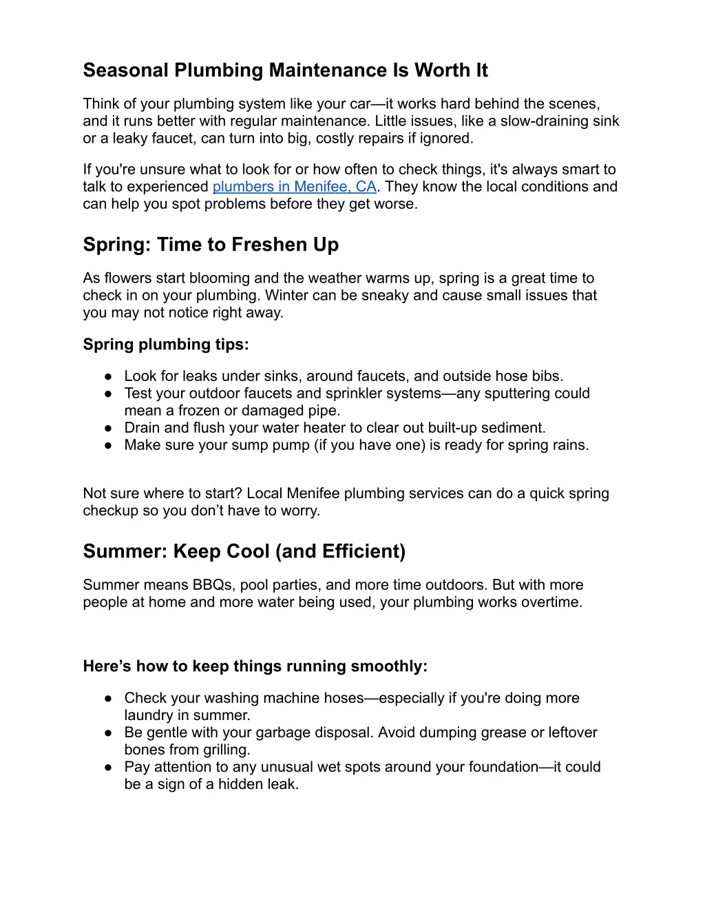 seasonal plumbing maintenance is worth it
