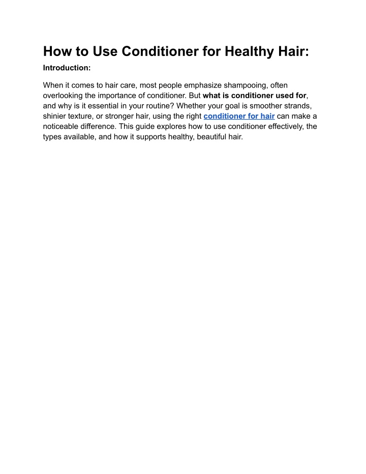 how to use conditioner for healthy hair